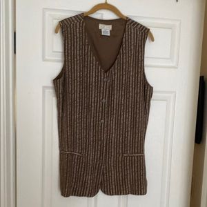 Brown Striped Button-Up Vest